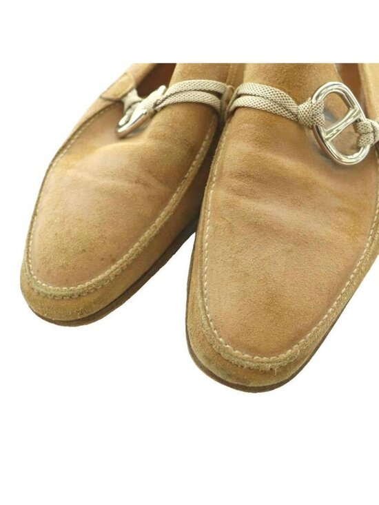 Hermes Suede Loafers Chaine D\'ancre Round Toe Lo Heels 42 Beige SS main image 7